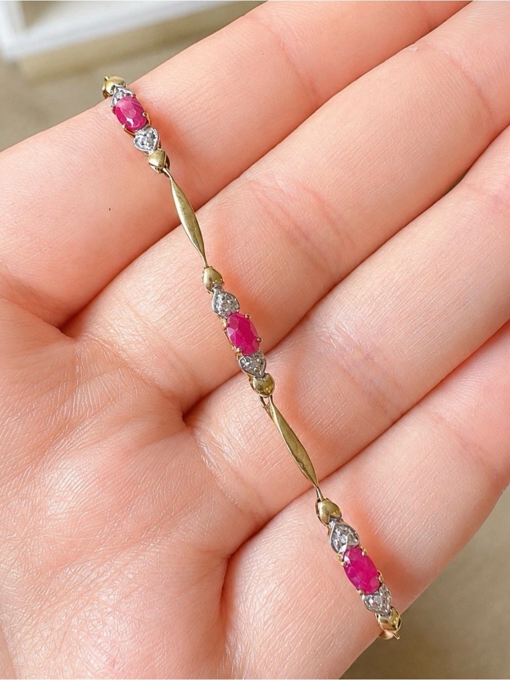 10k Red Stone Women’s Tennis Bracelet - Picture 5 of 5